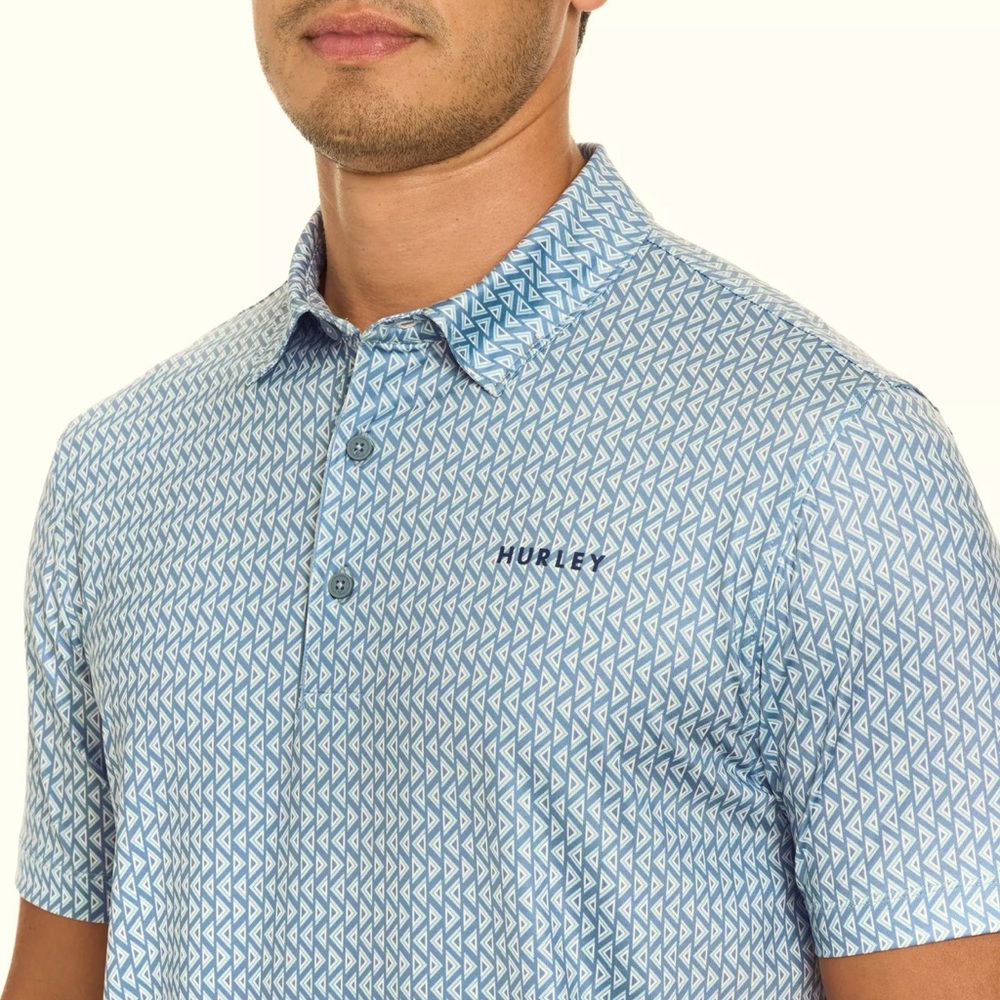 Hurley Blue Geometric Print Polo